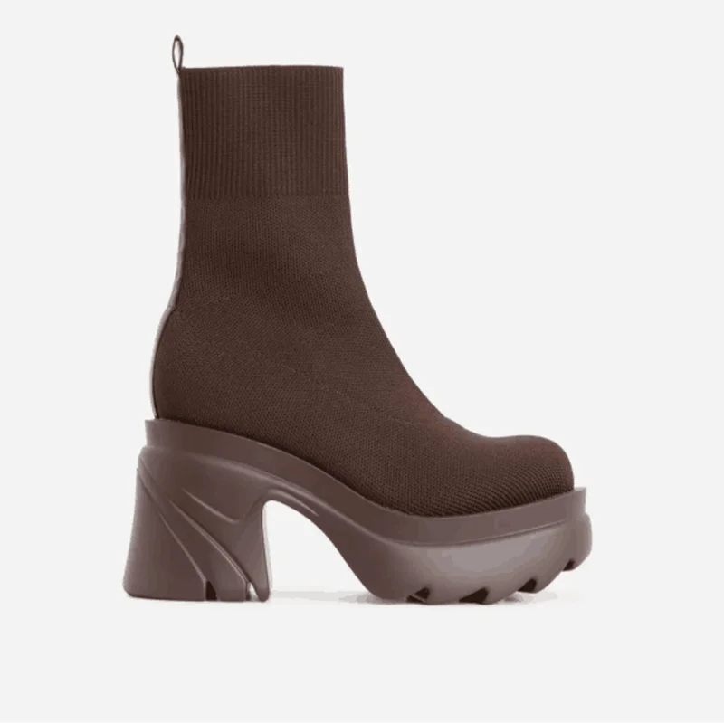 Новинка Осень-зима 2021 парные Туфли-носки женская повседневная обувь на толстой