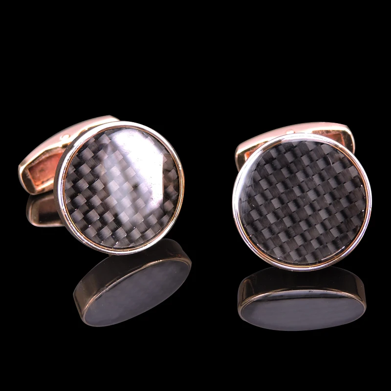 

As high quality men's shirt Cufflinks carbon fiber environmental protection Cufflinks men's Wedding Shirt Badge Pin