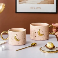 elegant simple ceramic mug 300ml gold handle creative coffee milk home office star exquisite ceramic mug gift couple