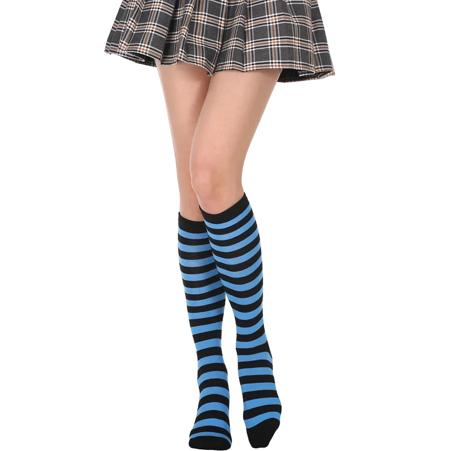 Black Lolita Striped Socks Women Funny Christmas Gifts Sexy Thigh High Nylon Long Stockings Cute Over Knee Socks