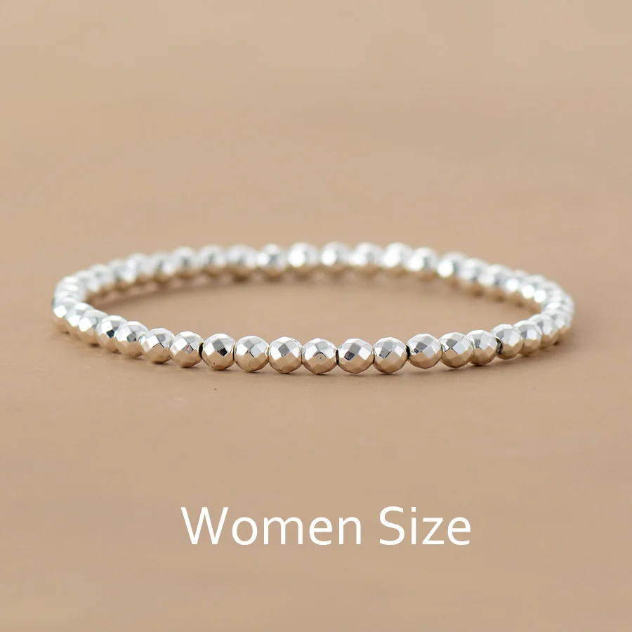 Silver Women Мужские и женские браслеты с бусинами золотой, серебряный тон эластичный браслет Мала-Йога эластичные браслеты Новые Пары подарки для любимых ювелирных изделий - Окраска металла: Silver Women