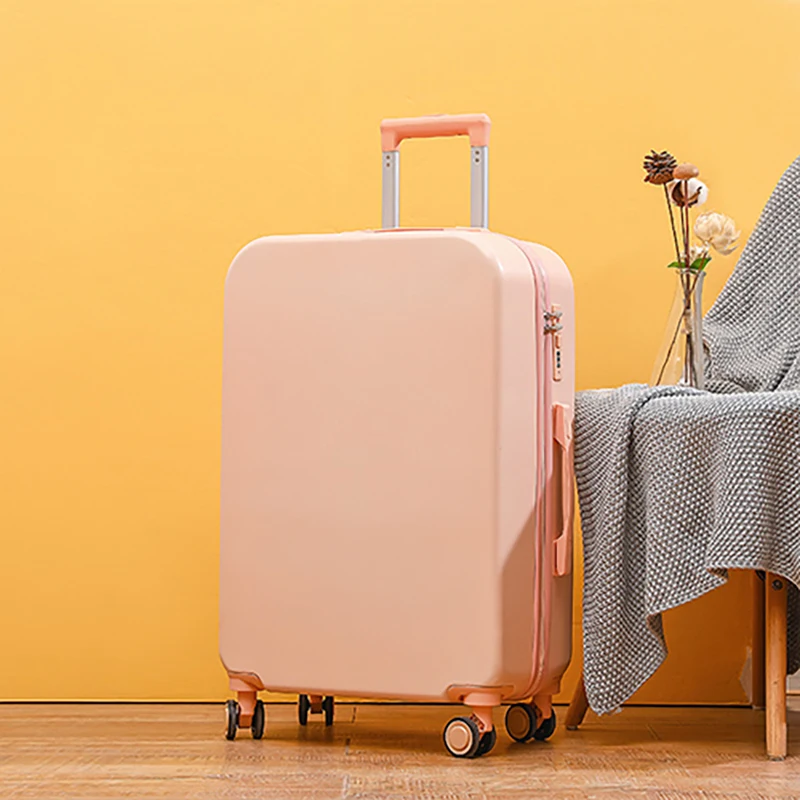 

Модный однотонный чемодан на колесиках, 20 дюймов, прочный Дорожный чемодан большой вместимости для студентов, утолщенный чемодан с паролем