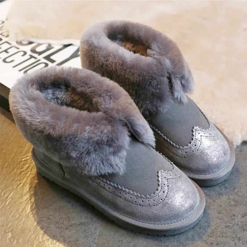 

Top Fashion New Women Boots Winter Women Shoes 100% Genuine Sheepskin Leather Snow Boots Lady Warm Ankle Shoes