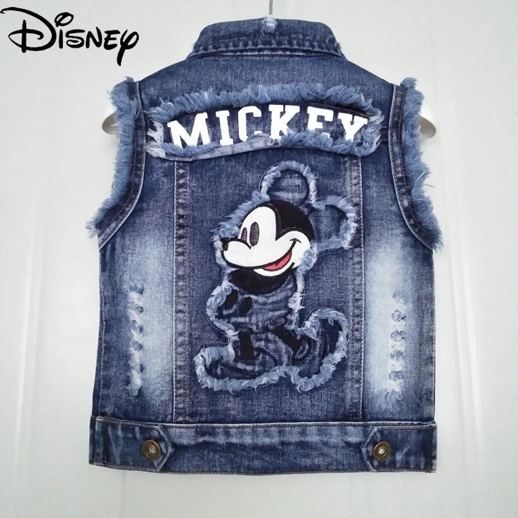 

Disney Mickey Mouse Girls Simple Fashion Jacket Boys Vest Denim Vest Spring and Autumn New All-match Jacket