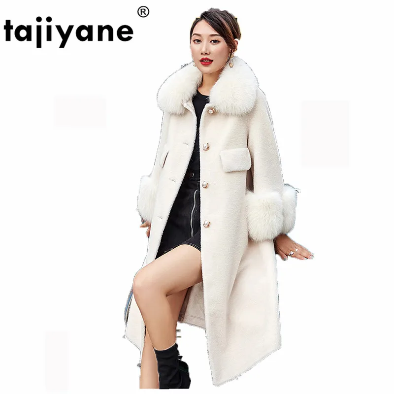

Real Fur Coat 100% Wool Jacket Fox Fur Hooded Autumn Winter Coat Women Clothes 2020 Korean Sheep Shearling Fur Women Tops ZT1053