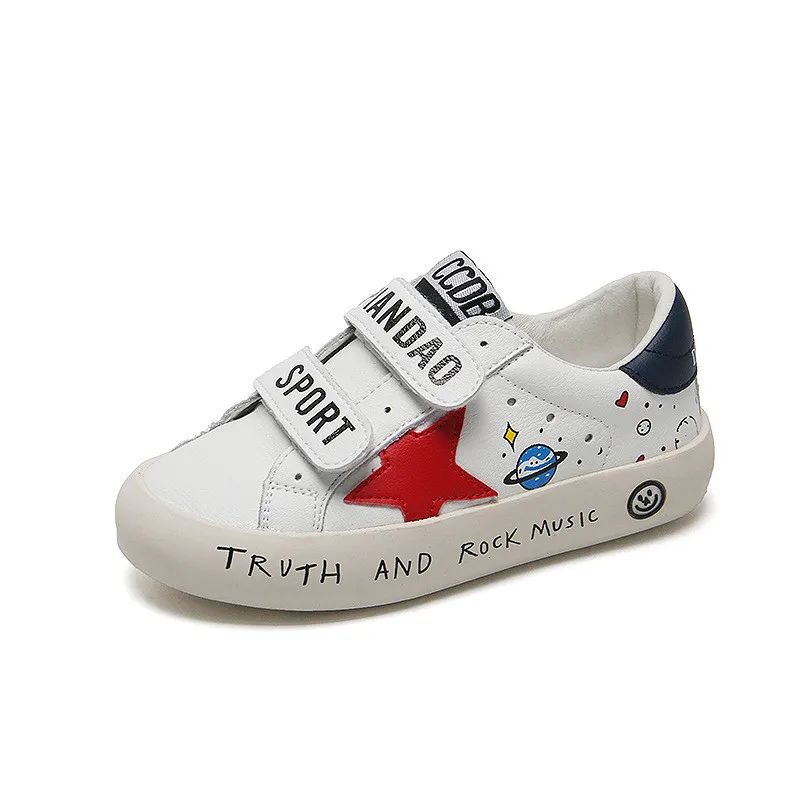 

Girls' Sports Shoes 2021 Spring New Children's Shoes Spring and Autumn Board Shoes Boys Stars All-Match White Shoes