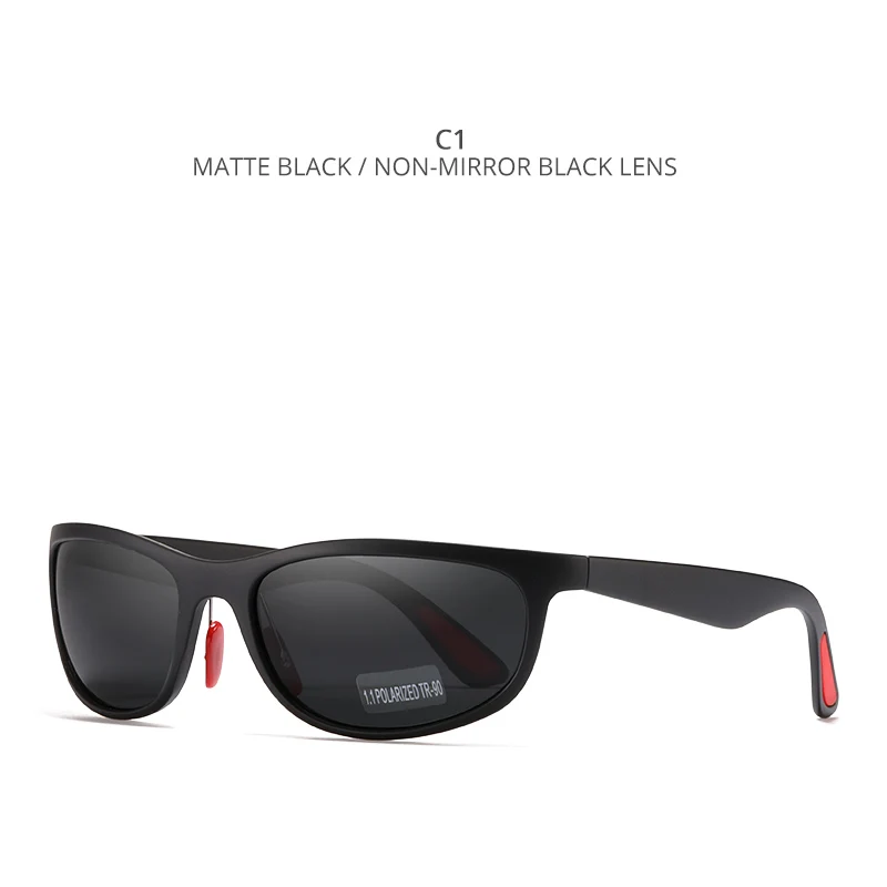 C1 Matte Black KDEAM, гибкая структура TR90, мужские солнцезащитные очки, поляризационные, для улицы, без бликов, солнцезащитные очки, черные линзы, резиновые дужки, Cat3, KD037 - Цвет линз: C1 Matte Black