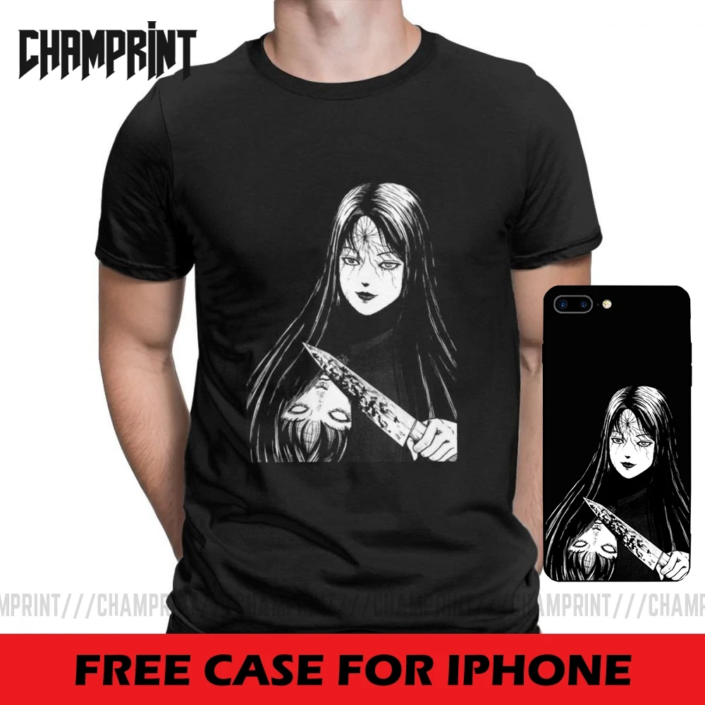 Мужская футболка Junji Ito, футболки Tomie Japanese Kago Manga Horror, Харадзюку, хлопок, аниме, топы с коротким рукавом, футболки с принтом