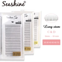 seashine long stem fans volume lashes extension light 2d 3d 4d 7d 10d 8 15 mm pre made silk false mink individual eyelash