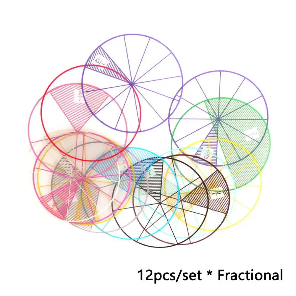 12 шт/лот математические дроби круги игрушки Пластиковые пронумерованные фишки