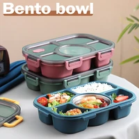 microwave divided plate lunch box with 5 compartments portable bento case separate dinning food tray for student office bjstore