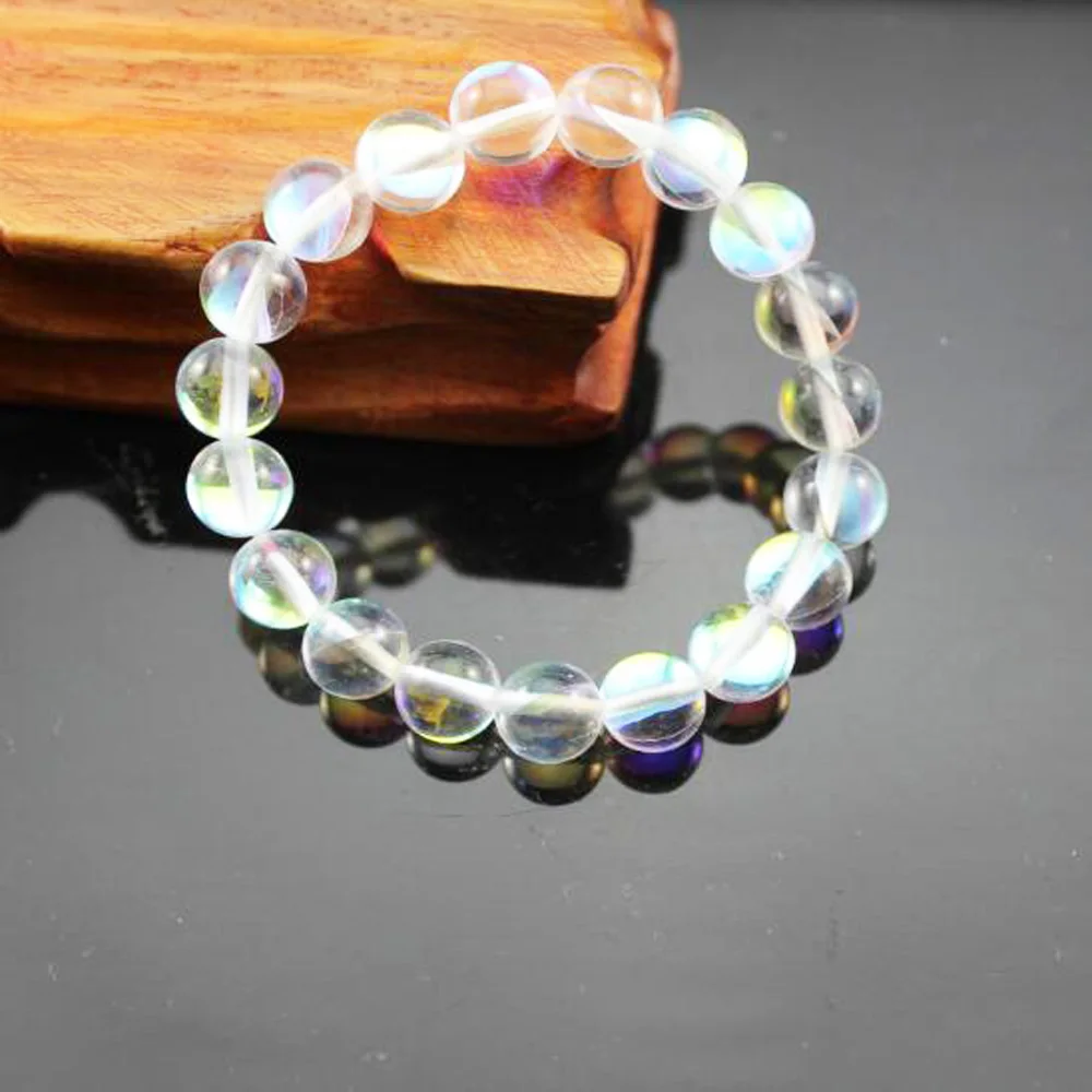 10mm Moonstone Хороший браслет из бисера чакра для мужчин 10 мм натуральный камень Лава Рок тигровый глаз черный оникс бусины из лечебных камней стрейч Шарм Йога женские ювелирные изделия - Окраска металла: 10mm Moonstone