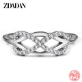 ZDADAN 925 шарма стерлингового серебра циркона кольца для женщин Свадебные обручальные кольца, ювелирное изделие, подарок