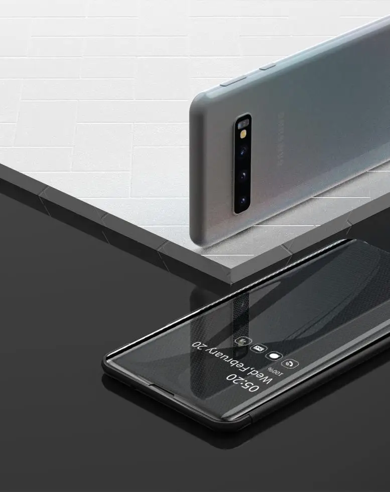 Для samsung Galaxy S10 S9 S8 Note 10 Plus S7 Edge s10e оригинальный зеркальный Флип Тонкий Модный умный