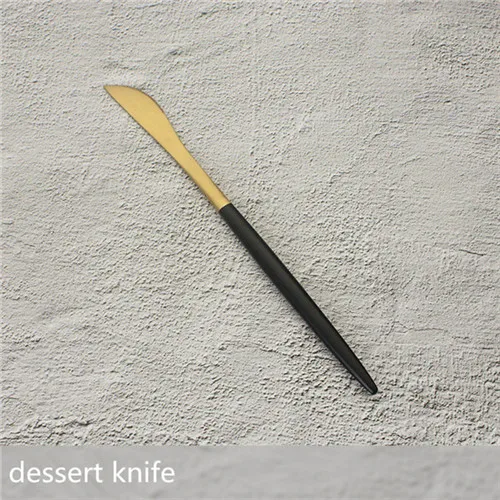 dessert knife Золотой столовый набор из вилок из нержавеющей стали, ложка, посуда, кухонный десертный ужин, вилка, ложка, набор ножей, столовая посуда, набор посуды - Цвет: dessert knife