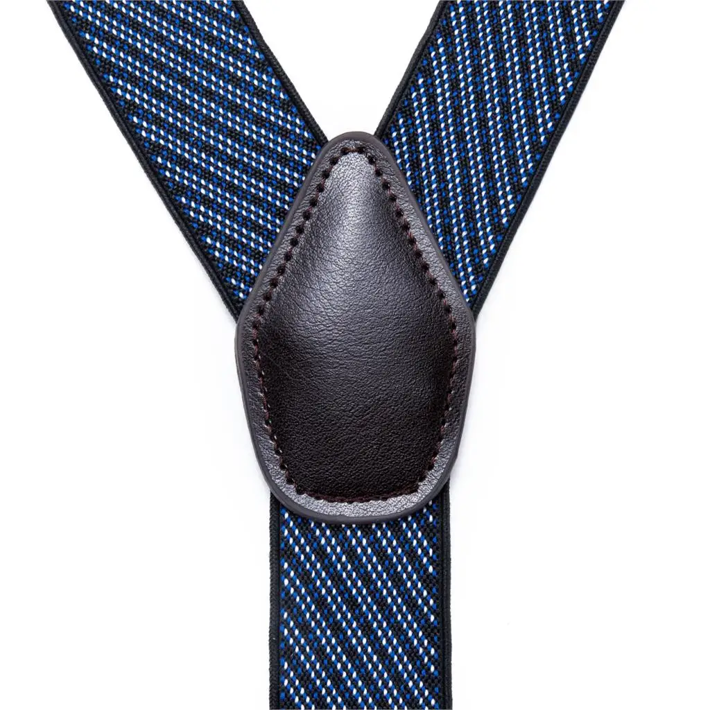 Темно синие мужские подтяжки кожаные с 6 кнопками модные набор регулируемых