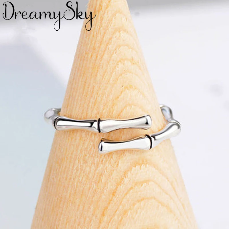 Женские кольца из бамбука DreamySky большие антикварные серебряного цвета ювелирные