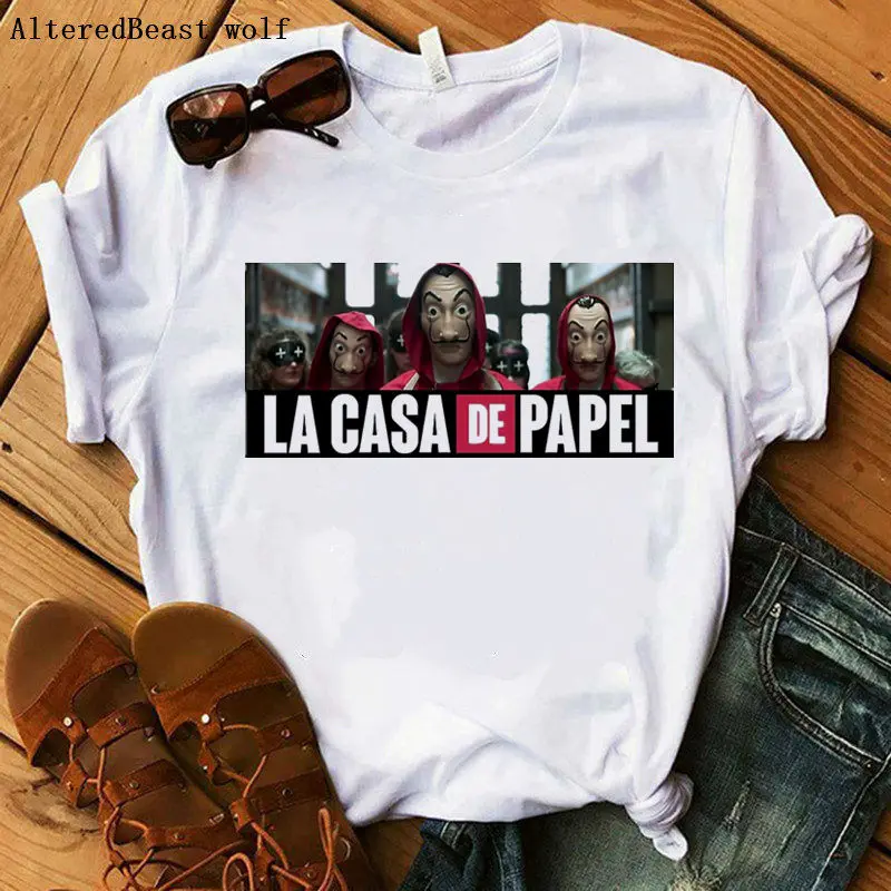 Лето, футболка с принтом Money Heist The House Of paper La Casa De Papel, женская модная футболка с коротким рукавом и мультяшным принтом BELLA CIAO