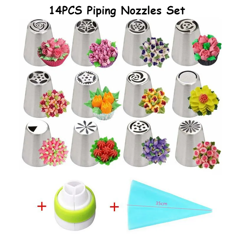 14 шт. инструменты для обледенения тортов Кондитерские насадки набор мешков