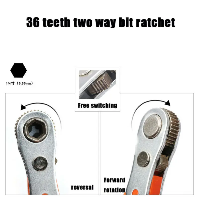 

Socket Wrench Ratchet Wrench 36-tooth Screwdriver Bit Driver Disassembly