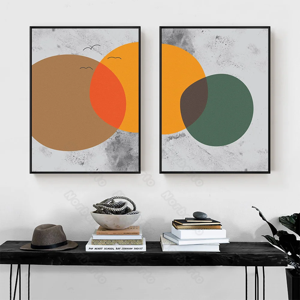 Картина на холсте и плакаты в скандинавском стиле серый фон темно-желтый