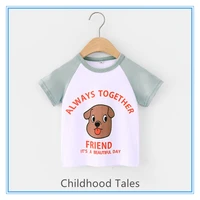 summer new style childrens cute letter printing boys and girls short sleeved pure cotton fashionable t shirt