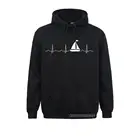 Свитшот мужской зимний с капюшоном и длинным рукавом, смешной моряк с изображением пульса и лодки в стиле Харадзюку, с капюшоном