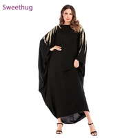 2021 beadings decoration ramadan abaya women fashion o neck kaftan gown beads batwing sleeve eid robe loose maxi dress
