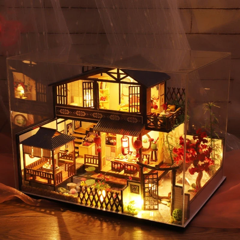 

1:25 Dollhouse Miniature with Furniture, DIY Wooden Dollhouse KitForest Habita GXMB