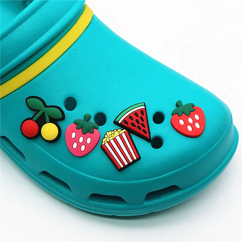 11Pcs/Set PVC Cartoon Shoe Decorations Candy Series Garden Shoe Croc Charm Accessories for JIBZ/ Wristbands kids Party Xmas