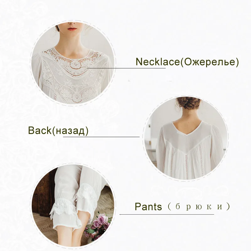 2 pieces women sleepwear French count wind Pajamas set cotton pajamas for female lace Princess bow home service Romatic suit