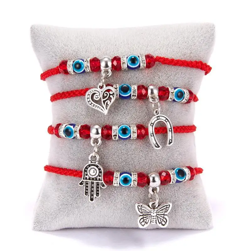 

Lucky Eye Blue Evil Eye Charms Bracelet Red String Thread Rope Couple Friendship Bracelet Women Men Handmade Wish Jewelry Gift