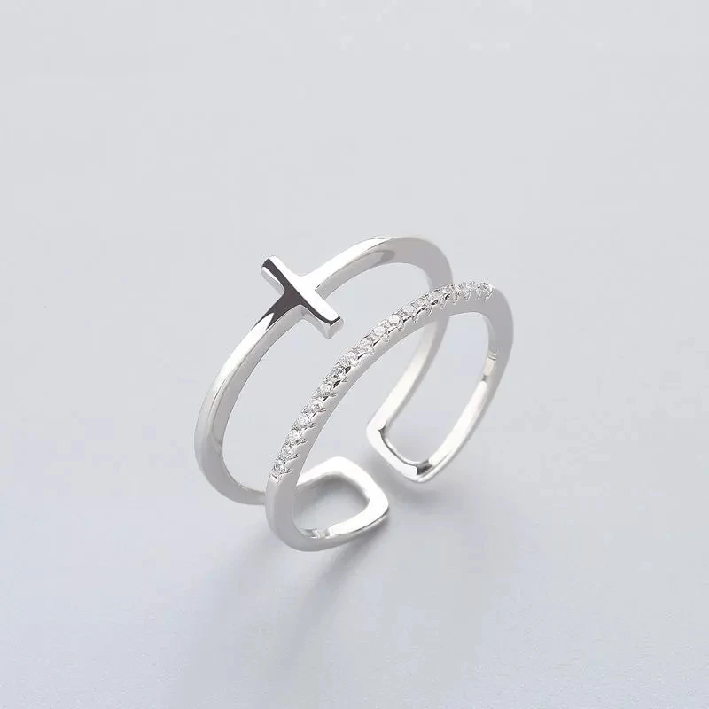 

Кольцо женское из серебра 925 пробы, с крестом, jz467