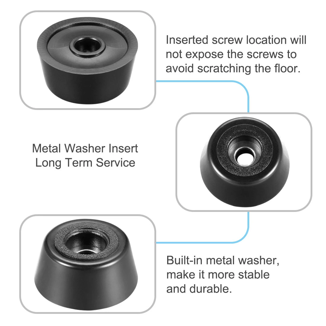 Uxcell 4 шт. резиновые ножки Бамперы колодки Черный для разделочной доски мебель