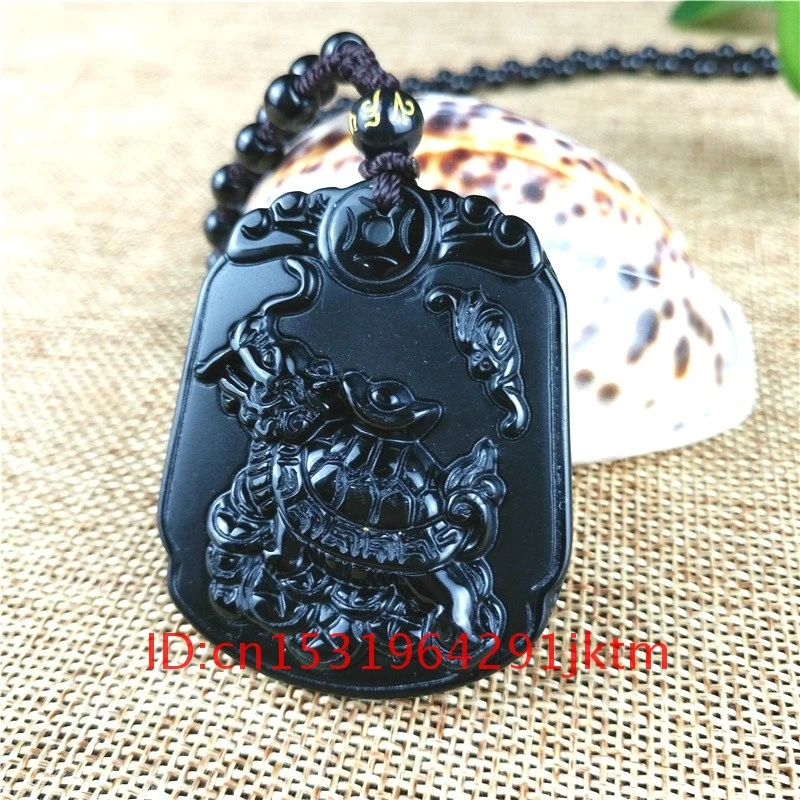 

Dragon Pendant Women Jewelry Natural Chinese Fashion Charm Jade Black Necklace Turtle Amulet Beads for Gifts Obsidian