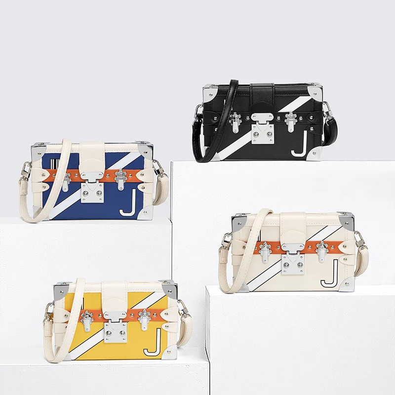 Женская сумка мессенджер контрастных цветов универсальная маленькая квадратная