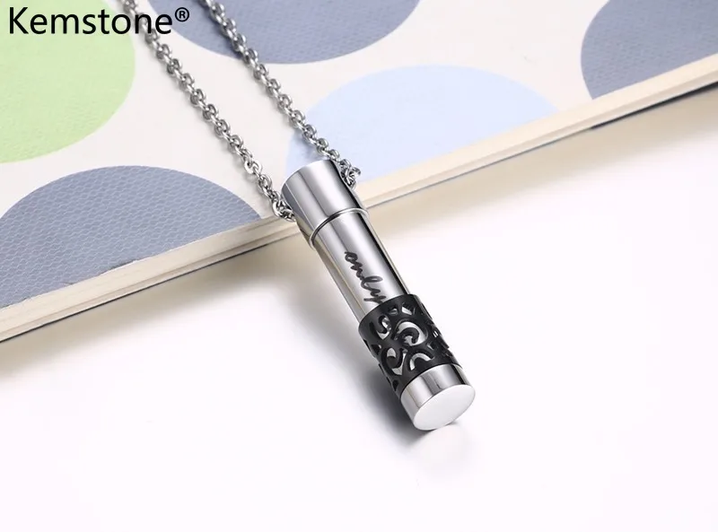 Ожерелье из нержавеющей стали в виде цилиндра цвета черного синего розового