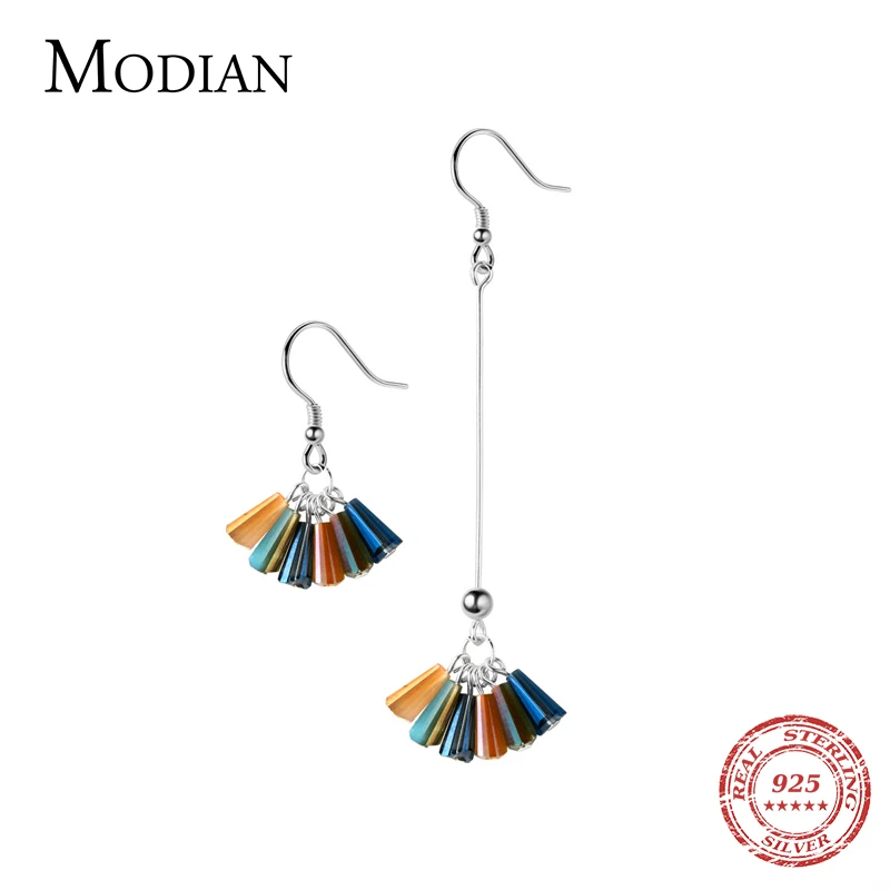 

Modian Elegant Tassel Multicolor Sparkling Drop Earrings Trendy 925 Sterling Silver Luxury Dangle Earring For Women Jewelry Gift