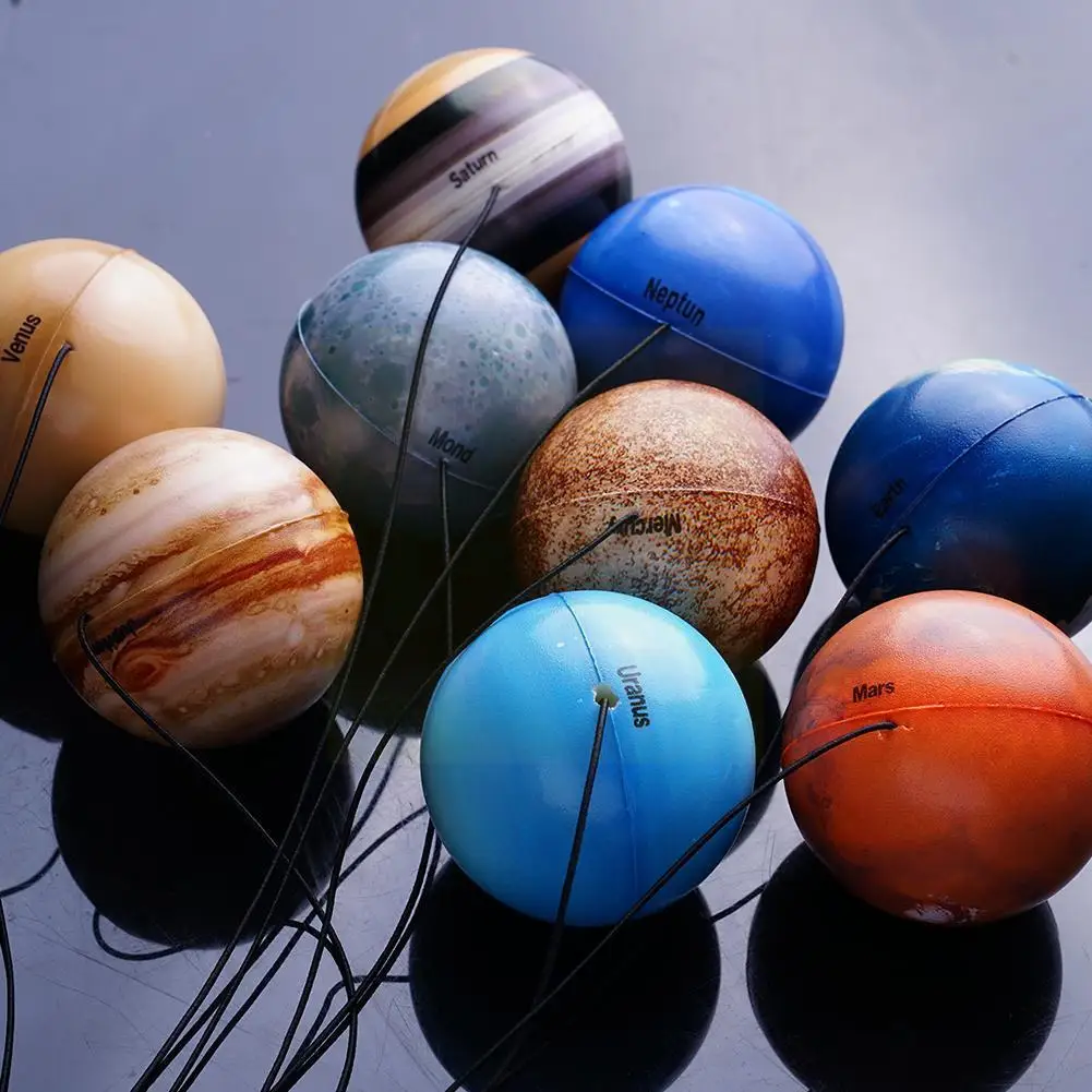 

6,3 см восемь планет эластичный шар Луна земля солнечная система планет печать цвет надувной игрушка сжимаемая губка мяч Сжимаемый стресс H9I2