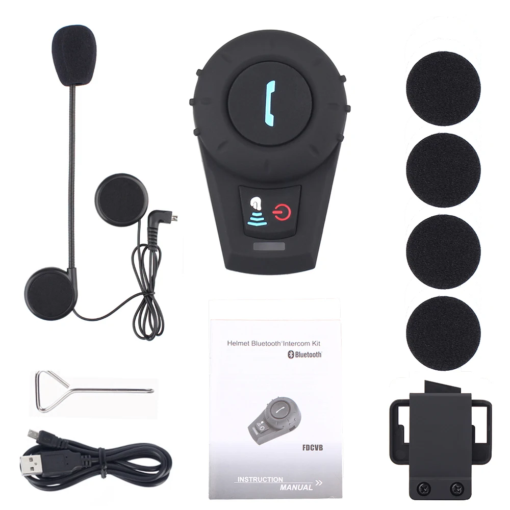 1 шт. FreedConn FDCVB Bluetooth мотоциклетный шлем домофон Водонепроницаемый FM Мото Переговорные Гарнитуры 2 гонщиков мягкий или жесткий микрофон