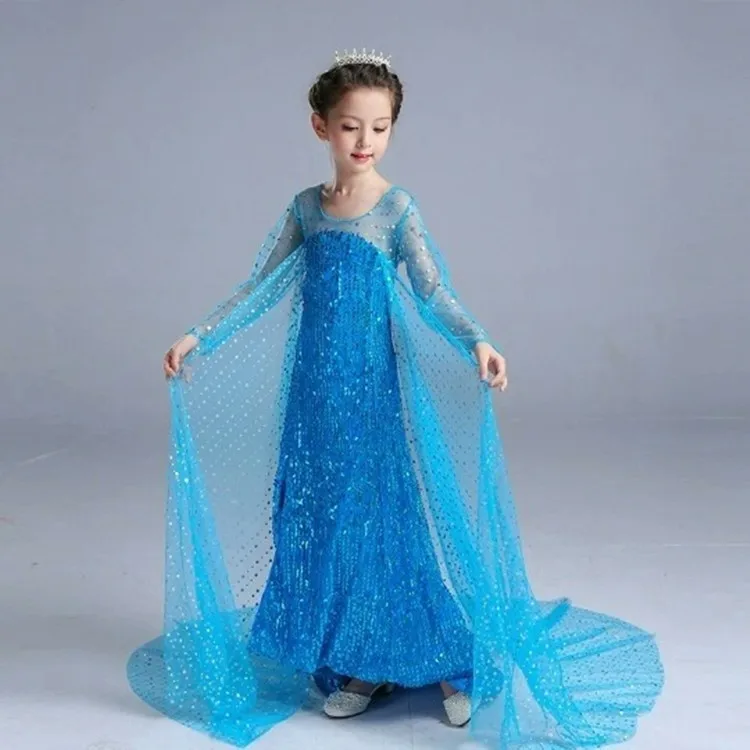 Новое платье для девочек Одежда 2 зимние вечерние платья принцессы Анны и Эльзы