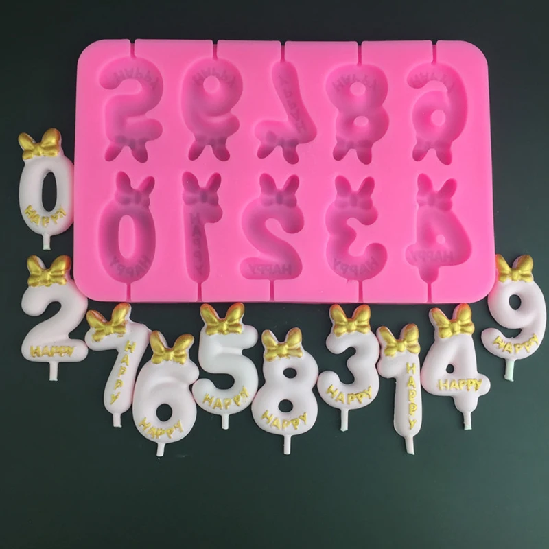 Цифры 0-9 форма для леденцов бант Топпер шоколада сыра стиков украшение свеча