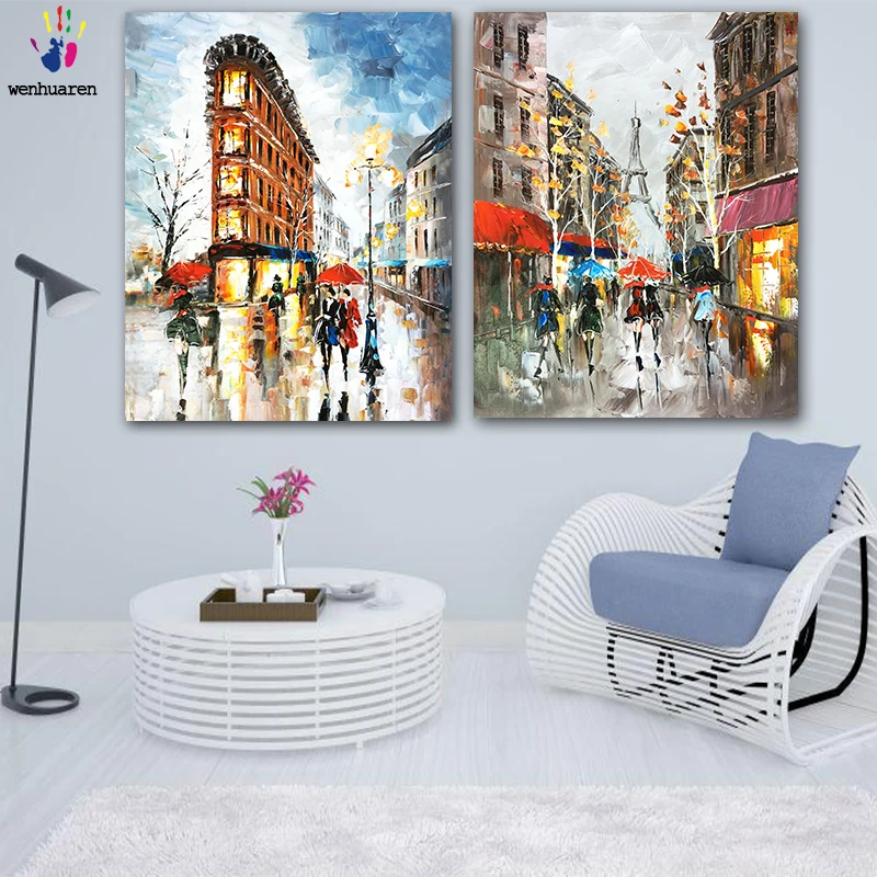 DIY картинки для раскраски по номерам с цветами Красивый Город Уличная фотография