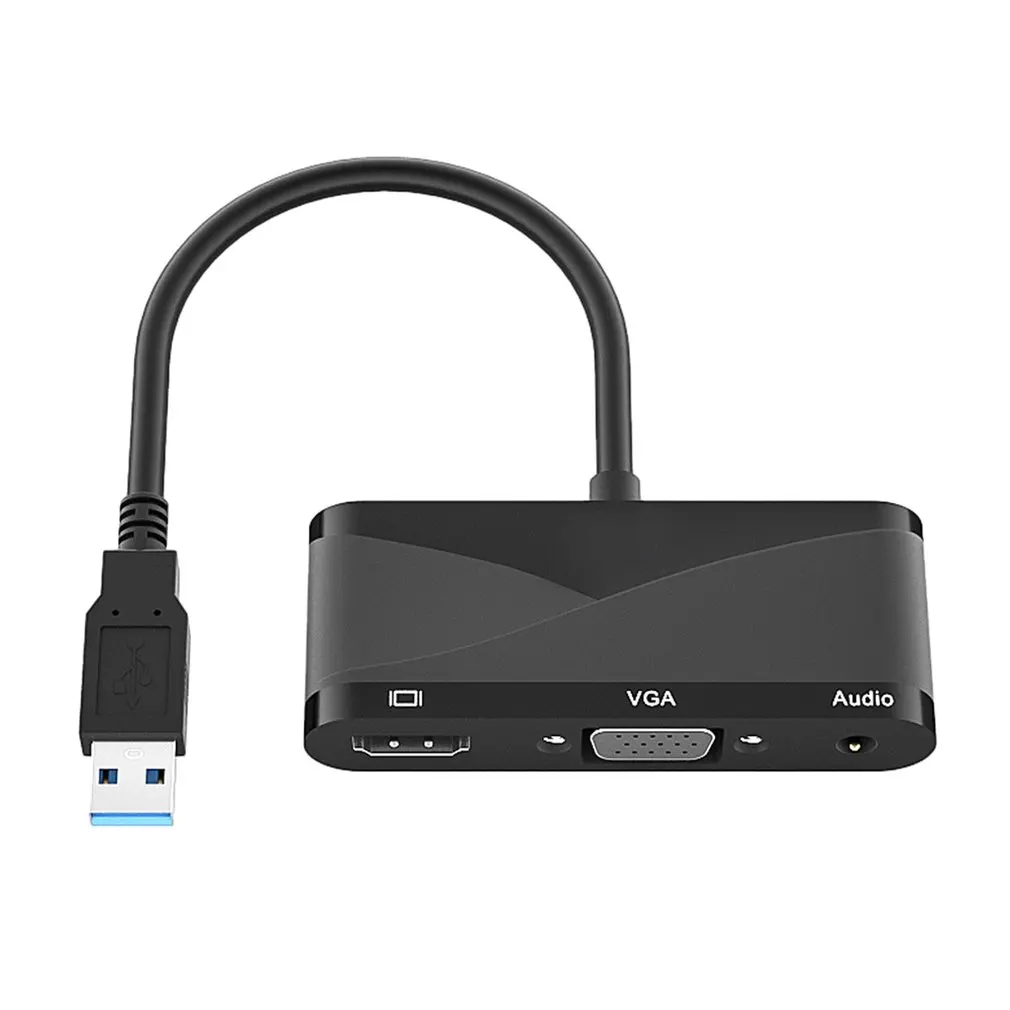 

USB 3.0 to HDMI-compatible VGA Adapter 4K HD Multi-Display 3 in1 USB to HDMI-compatible Converter for Windows 7/8/10 OS