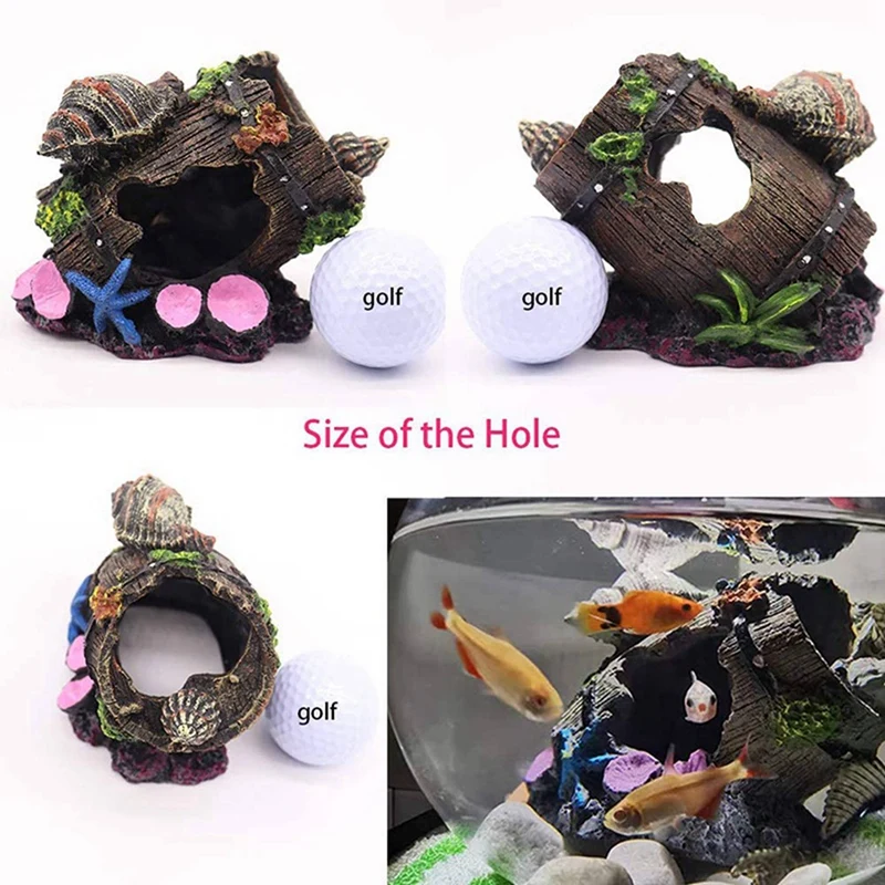 

Small Fish Tank Decoration Aquarium Cave House with Shell Broken Bucket with Aquarium Decoration Castle