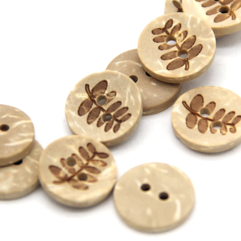 13mm Leaf Natural White Wood Coconut Buttons For Clothing Decorations Scrapbooking DIY Crafts Sewing Accessories Wholesale