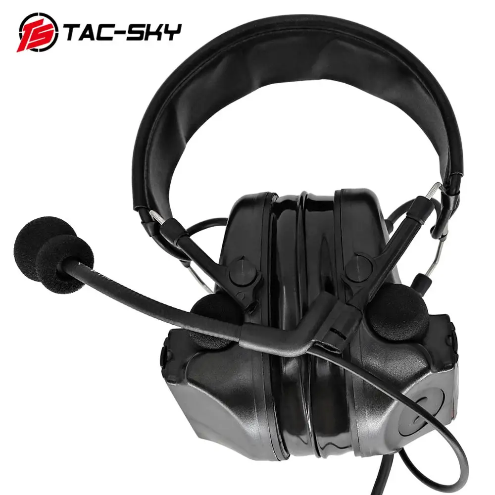 TAC-SKY COMTAC II silicone earmuffs hearing defense noise reduction pickup military shooting tactical headset BK