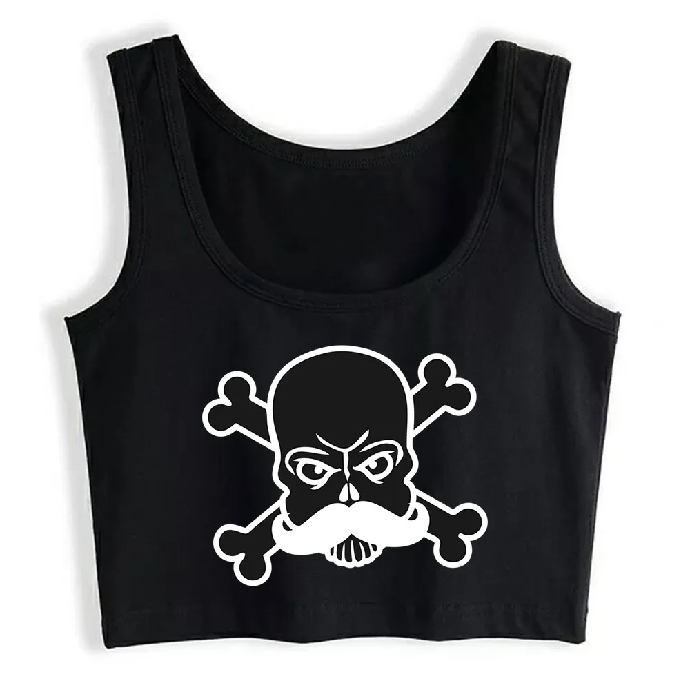 

Crop Top Women Mustache Pirate Skull Harajuku Tank Top Women Casual Women Clothes