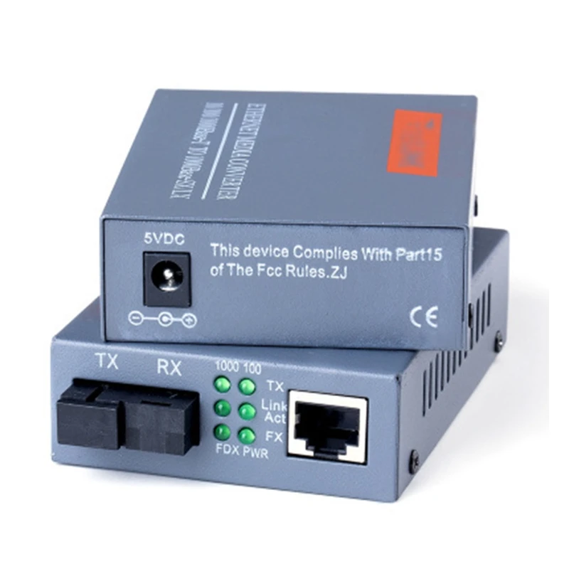 

1 Pair HTB-GS-03 A/B Gigabit Fiber Optical Media Converter 10/100/1000Mbps Single Mode Fiber SC Port External Power Supply