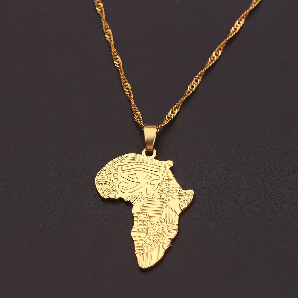 Африканская Карта Ожерелья Подвески золотой цвет глобус Африка карты кулон
